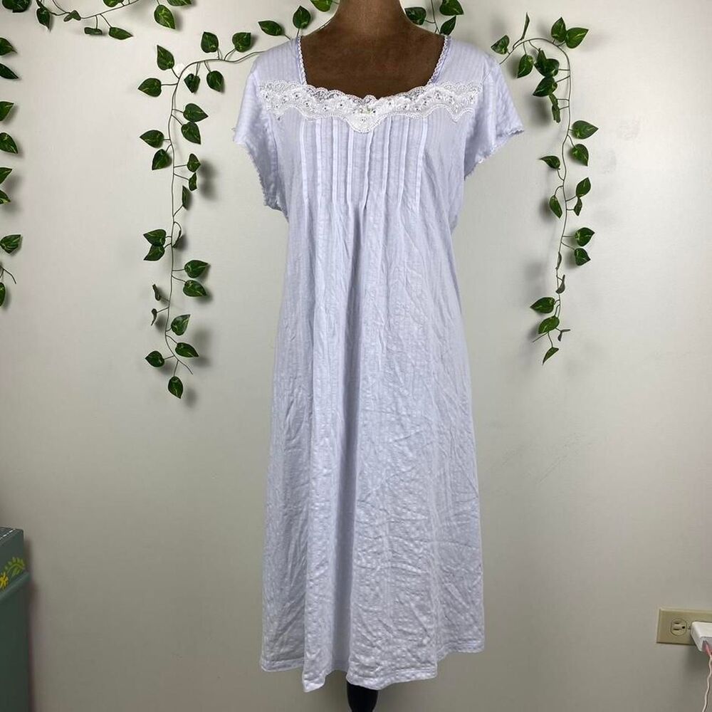 Villager by Liz Claiborne light blue midi dress coquette fairy pleated lace trim